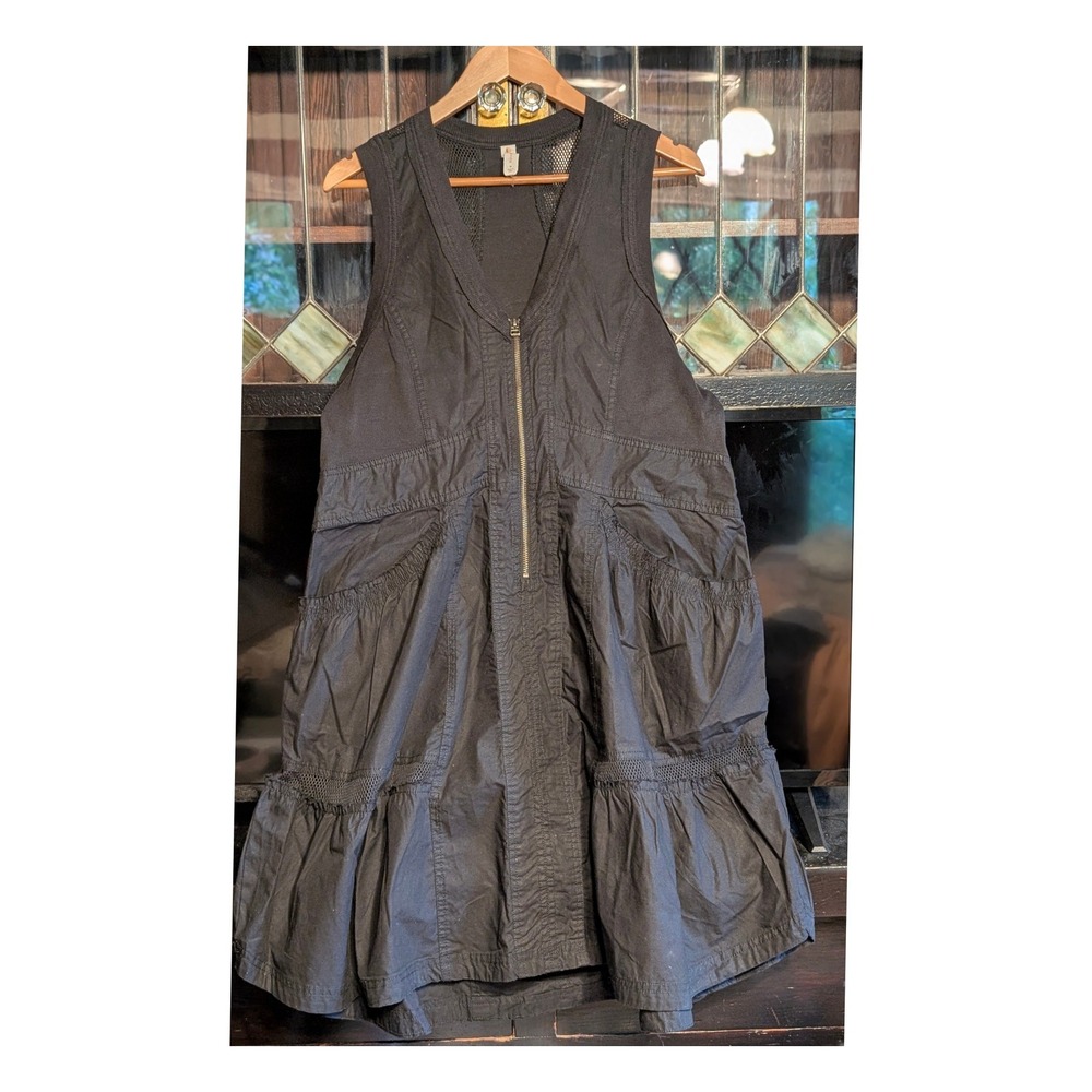 Daily Practice by Anthropologie Trek Utility Mini Dress Black Racerback Mesh M